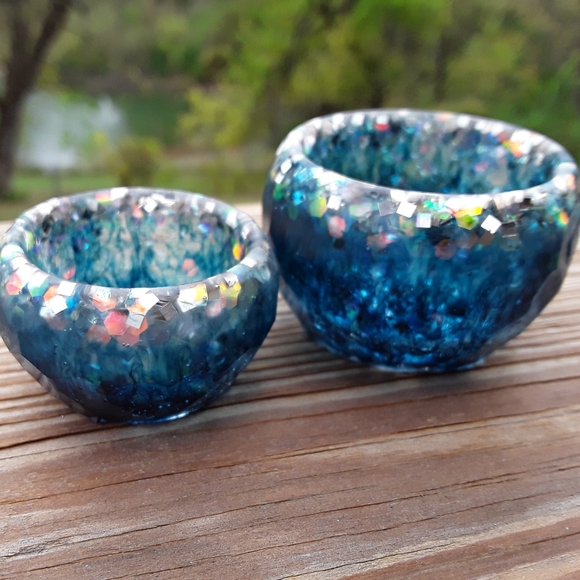 Hand Crafted Other - 2 Epoxy Resin Handmade Sparkle Mini Bowls